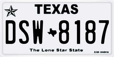 TX license plate DSW8187
