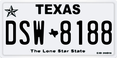 TX license plate DSW8188