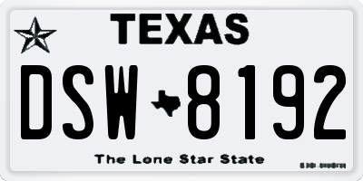 TX license plate DSW8192