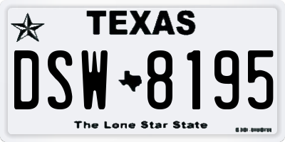 TX license plate DSW8195