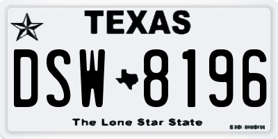 TX license plate DSW8196