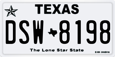 TX license plate DSW8198