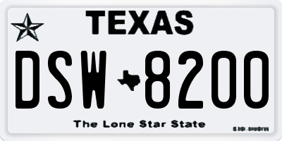TX license plate DSW8200