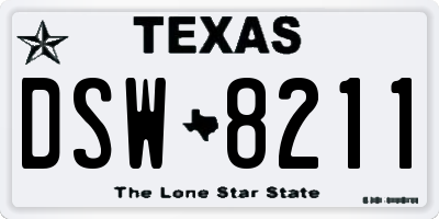 TX license plate DSW8211