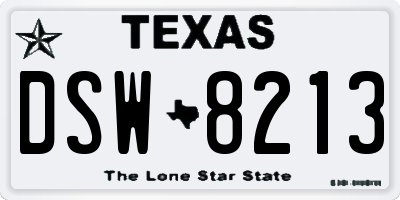 TX license plate DSW8213