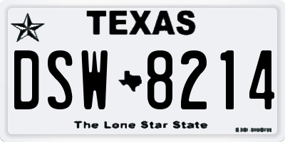 TX license plate DSW8214