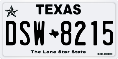 TX license plate DSW8215