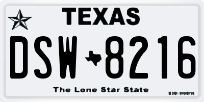 TX license plate DSW8216