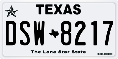 TX license plate DSW8217