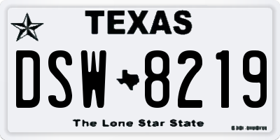 TX license plate DSW8219