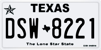 TX license plate DSW8221