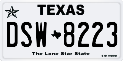 TX license plate DSW8223