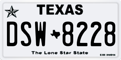 TX license plate DSW8228