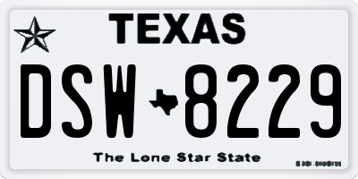 TX license plate DSW8229