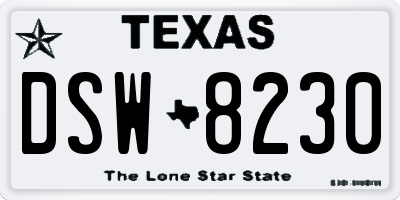 TX license plate DSW8230