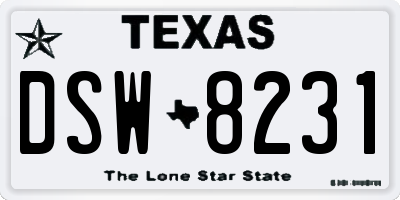 TX license plate DSW8231