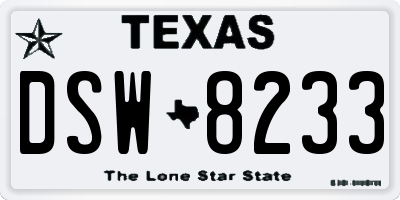 TX license plate DSW8233