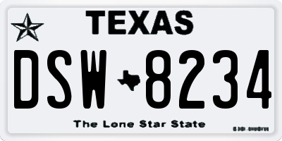 TX license plate DSW8234