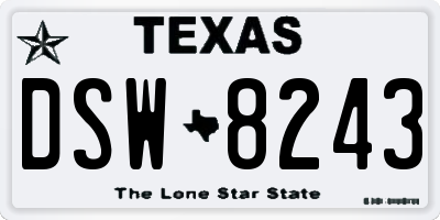 TX license plate DSW8243