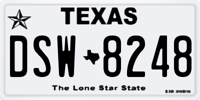 TX license plate DSW8248