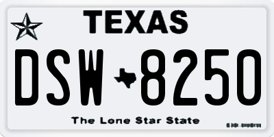 TX license plate DSW8250