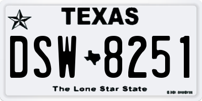 TX license plate DSW8251