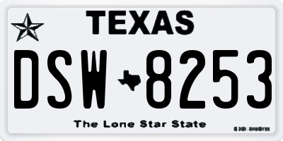 TX license plate DSW8253