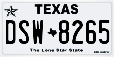 TX license plate DSW8265