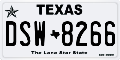 TX license plate DSW8266