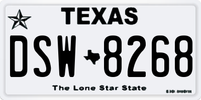 TX license plate DSW8268