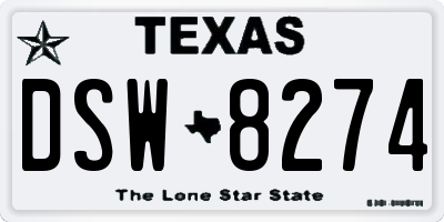TX license plate DSW8274