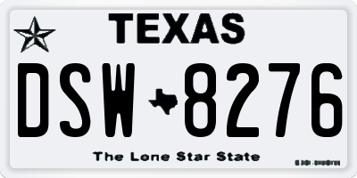 TX license plate DSW8276