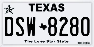 TX license plate DSW8280