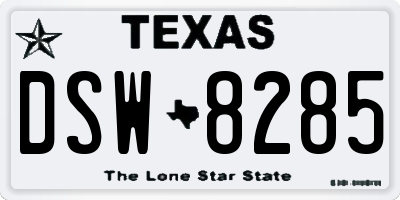 TX license plate DSW8285