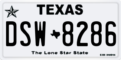 TX license plate DSW8286