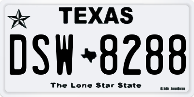 TX license plate DSW8288