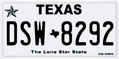 TX license plate DSW8292
