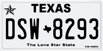 TX license plate DSW8293