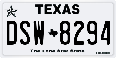 TX license plate DSW8294
