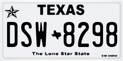 TX license plate DSW8298