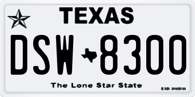 TX license plate DSW8300