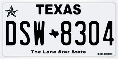 TX license plate DSW8304