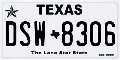 TX license plate DSW8306