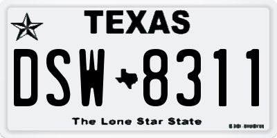 TX license plate DSW8311
