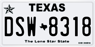 TX license plate DSW8318