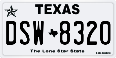 TX license plate DSW8320