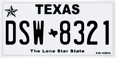 TX license plate DSW8321