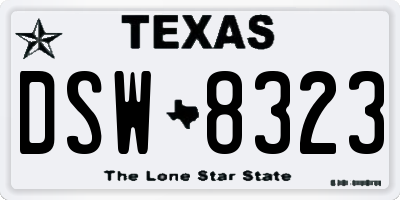 TX license plate DSW8323