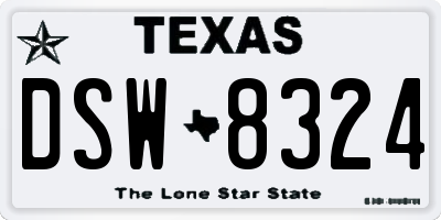 TX license plate DSW8324