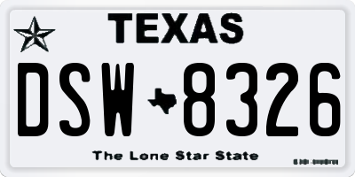 TX license plate DSW8326